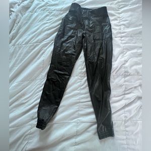 Spanks faux leather joggers